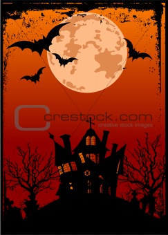 Halloween background with haunted house