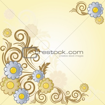 Background  with  flowers and branches