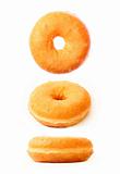 Three donuts in different positions