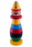 Baby wooden stacking clown isolated on white background