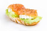 smoked salmon, lettuce and cheese snack