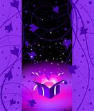 Magic violet gift on beautiful background. Vector