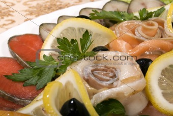 Dish with seafood     
