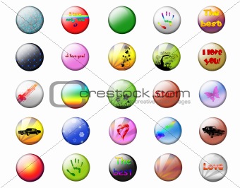 Bright buttons on a white background
