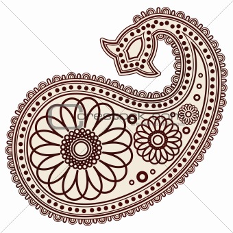 Vector Hand-Drawn Abstract Henna (mehndi) Paisley Doodle Vector Illustration Design Elements.