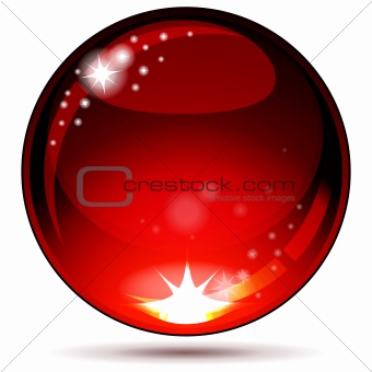 Red glossy sphere isolated on white. 