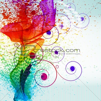 Color paint splashes. Gradient vector background on blue and whi