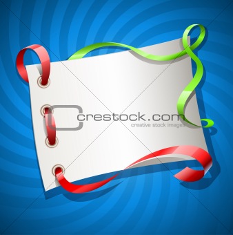 greetings card for holiday with ribbon
