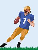 Illustration of an American footballer with ball