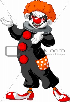 Scary Halloween Clown presenting