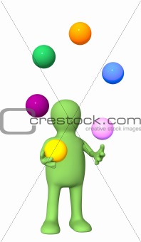 Puppet, juggling with balls