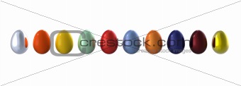 Colored eggs in line