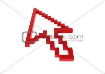 3d pixel arrow red high