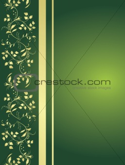 Green background with floral ornaments