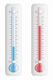 Thermometer. Hot and cold temperature. Vector.