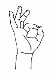 vector silhouette of the hand on white background