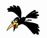 vector illustration flying ravens on white background