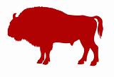 vector silhouette of the buffalo on white background