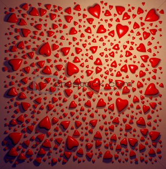 Red ceramic hearts background