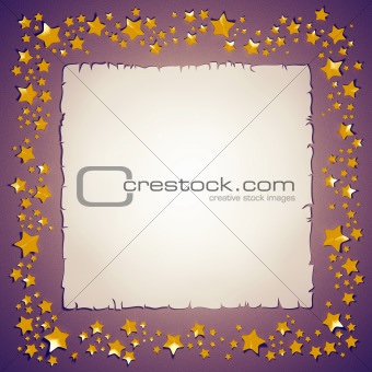Golden stars and paper sheet frame