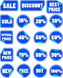 Set of blue discount price labels