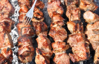 Tasty fry meat (pork barbecue)