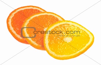 Slices of orange isolated on white