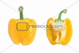 sweet yellow pepper isolated on white background 