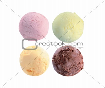 ice cream balls isolated on white background 