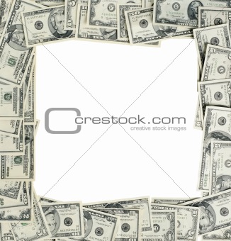 abstract frame of dollars on white