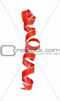 Red decotative ribbon isolated on white