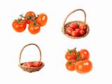 red cherry tomatoes isolated on the white