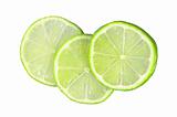 fresh lime slices isolated on white background