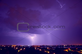 Perfect thunderstorm and perfect Lightning over city
