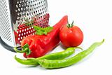 Peppers and Tomatoe with grater