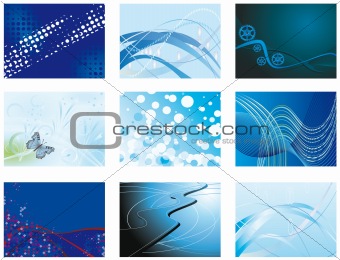 Collection of blue abstract backgrounds