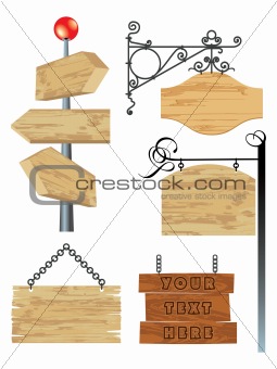 blank wooden signboard collection