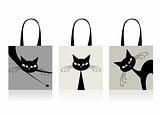 Black cats graceful, design of shopping bags