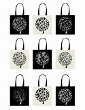Shopping bag collection, art tree design