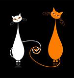 Couple cats together, silhouette for your design