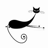 Graceful black cat silhouette for your design
