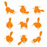  Funny orange fat cats silhouettes for your design
