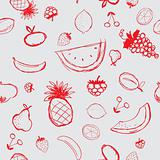 Fruits and berries sketch, seamless background for your design