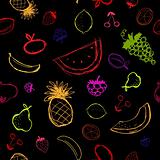 Fruits and berries sketch, seamless background for your design