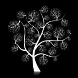 Art tree silhouette on black for your design 