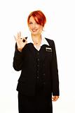 young caucasian woman as hotel worker