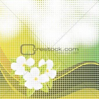 Abstract mosaic background with flowers