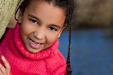Portrait of Beautiful Mixed Race African American Little Girl Sm