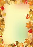 Fall leaves frame with copyspace background.