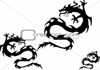 Twins dragons. Vector illustration 